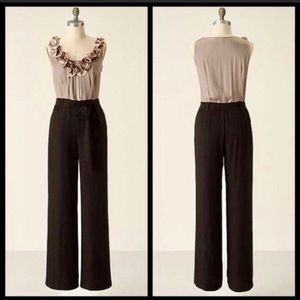 Anthropologie Sine raw edged flower romper size 2